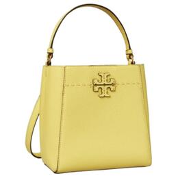 Сумка-ведро McGraw Leather, сумка через плечо, маленькая женская, лимонного цвета Tory Burch 74956-701