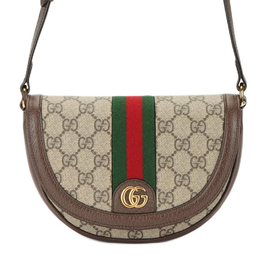 Gucci Сумка Ophidia Canvas с кожаной сумкой на плечо, мини-сумка через плечо, женская, коричневого цвета 757309-96iwg-8745