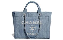Chanel Пляжная сумка из денима, сумка-шоппер, сумка через плечо, женская сумка-туба синего цвета a66941-b10675-nn494