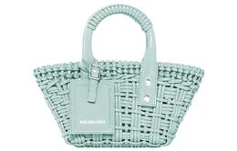 Balenciaga Сумка-корзина BISTRO из коровьей кожи, ручная сумка, сумка через плечо, женская сумка светло-голубого цвета 6780282ie3y3914