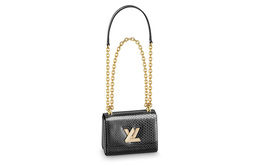 Louis Vuitton Сумка через плечо Twist из кожи питона, мини, женская, черная n99485