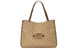 Gucci Сумка-шоппер из холста с кожей, сумка-шоппер, сумка через плечо, обычная женская, цвет эбеновое дерево/коричневый 623694-gy5og-8563