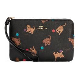 Coach Женская сумка-клатч "Trumpets" с кожаными вставками на молнии, черная c6434-imosn