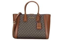 Michael Kors Сумка-мессенджер из холста с кожей, дамская сумочка, сумка через плечо, коричневая, среднего размера для женщин 35f2g6ks6v-brown-gold
