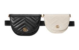 Gucci Женская кожаная сумка-клатч GG Marmont Fanny Pack, черно-белая 746429-aacav-1054