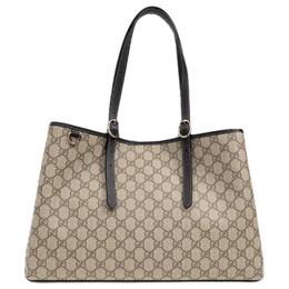 Gucci Сумка-тоут из холщовой ткани с покрытием, сумка-шоппер, сумка на плечо, дамская сумка среднего размера, бежево-темно-коричневая, унисекс 815213-fad6l-9741