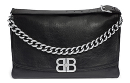 Balenciaga Большая мягкая сумка-клапан Bb, черная 7484882aai41000