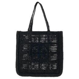 Tory Burch Сумка-шоппер Ella Raffia, сумка-шоппер, дамская сумочка, сумка через плечо, черная, женская 153041-001