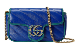 Gucci Сумка через плечо GG Marmont из кожи, мини-сумка через плечо, цвет синий/сапфирово-зеленый, женская 574969-1x5eg-8382