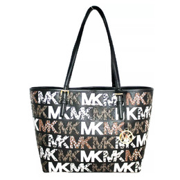 Michael Kors Дорожная кожаная сумка-шоппер Jet Set, сумка-шоппер через плечо, женская, черного цвета, многоцветная, среднего размера 35f1gtvt2l-black multi