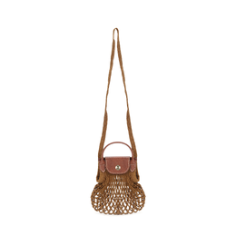 Longchamp Сумка через плечо Le Pliage Filet из 100% хлопка с кожаной отделкой, обычная женская, коньячно-коричневого цвета 10139hvh004 | brown