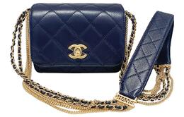 Chanel Сумка-мессенджер из овчины, сумка через плечо, сумка-мессенджер Trumpets, женская, темно-синяя as2051-b03921-n8416