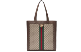 Gucci Сумка-шоппер из холста с кожей, сумка-шоппер, сумка через плечо, большой размер, унисекс, цвет эбеновое дерево/коричневый 519335-9ikpt-8745