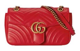 Gucci Сумка через плечо GG Marmont из кожи, женская, красного цвета, небольшого размера 443497-aabzc-6832