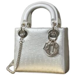 Сумка Christian Dior из кожи страуса, сумка через плечо, жемчужно-белая, небольшого размера dio240618-1510