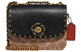 Coach Сумка Madison Coated Canvas с телячьей кожей, квадратная, через плечо, мини, женская, черная с монограммой c2462-b4nq4