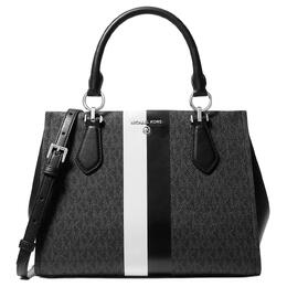 Michael Kors Сумка через плечо MARILYN из холщовой ткани с покрытием, сумка через плечо, женская сумка среднего размера, черно-белая 30s4s6as2b-black white