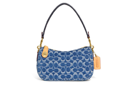 Coach Сумка-кошелек из хлопка с ПВХ и ткани, наплечная сумка, женская, джинсовая, синяя ca103-b4udf