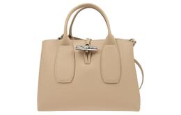 Longchamp Сумка-мессенджер Roseau из коровьей кожи, среднего размера, женская, песочно-серого цвета 10058hpn414