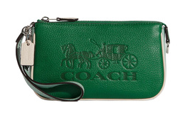 Coach Женская кожаная сумка-кошелек, сумка через плечо, сумка на запястье Trumpets, зеленая c8877-svez