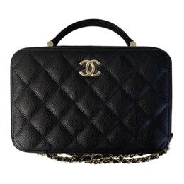 Chanel Сумка-коробка Caviar из телячьей кожи, сумка на одно плечо, сумка через плечо, косметичка, женская, черная as3168-b07894-94305