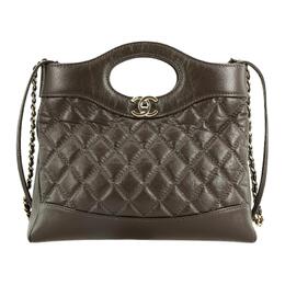 Chanel Сумка через плечо из яркой мятой телячьей кожи с золотистым металлом, мини-сумка, темно-коричневая, женская as4133-b03880-no203