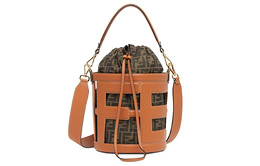 Fendi Сумка через плечо из кожи с жаккардовой тканью, сумка через плечо, женская, среднего размера, коричневого цвета 8bt364-apes-f1len