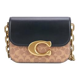 Coach Мини-сумка из змеиной кожи на одно плечо, женская, черно-коричнево-желтая cm551-b4xbd