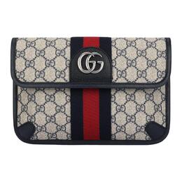Gucci Сумка-пояс Ophidia Canvas с кожаной отделкой, мужская, через плечо, синяя/бежевая 674081-96iwn-4076