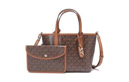 Michael Kors Сумка-тоут из кожи серии Eliza, сумка через плечо, сумка-тоут, женская, очень маленького размера, темно-коричневого цвета 30s3gzat0v-brn-acorn