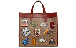 Coach Сумка-тоут из кожи Field Canvas, сумка для покупок, сумка на плечо, сумка через плечо, сумка-туба унисекс цвета хаки и коричневого цвета c6676-ollk4