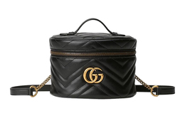 Gucci Сумка-рюкзак из стеганой кожи GG Marmont, мини, женская, черная 598594-dtdct-1000