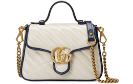 Gucci Сумка-мессенджер GG Marmont из стеганой кожи, переносная сумка через плечо, мини-сумка через плечо, женская, бело-синяя 583571-0olfx-9085