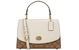 Coach Сумка Tilly Leather Handbag Crossbody Bag Bag, женская, белого и коричневого цвета с монограммой, среднего размера 76620-imdj8