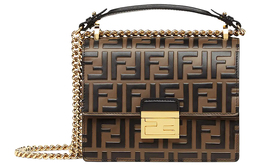 Fendi Сумка Kan U из кожи, через плечо, мини, женская, коричневого цвета 8m0417a659f13vk