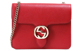 Gucci Сумка-мессенджер из коровьей кожи Litchi Grain, женская, красного цвета 510304-cao0g-6420