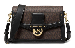 Michael Kors Сумка-мессенджер Jessie Leather, сумка через плечо, женская, коричнево-черная 30f9gi6l2b-292