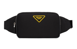 Prada Мужская поясная сумка из нейлона с коровьей кожей, черная 2vl977-074-f0c5z-v-wwo