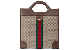 Gucci Сумка-шоппер Ophidia из холста с кожаной сумкой-шоппером среднего размера унисекс бежевого/черного дерева 547941-96iwt-8745