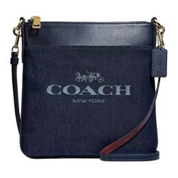 Coach Сумка-мессенджер Kitt Jacquard с изысканной телячьей кожей, сумка через плечо, небольшого размера, женская, джинсовая, синяя c3967-gdden