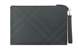 Burberry Большой мужской клатч-портфель из хлопка, темно-серый 80301531