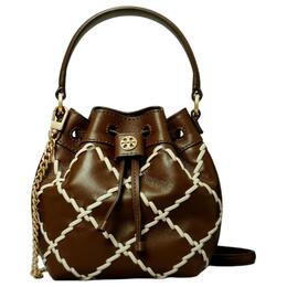 Tory Burch Сумка-ведро из натуральной кожи, через плечо, мини-сумка для женщин, кофейно-коричневого цвета 143646-905