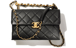 Chanel Сумка-клапан из коровьей кожи 22SS, через плечо, женская, черная, Trumpets as3227-b08008-94305