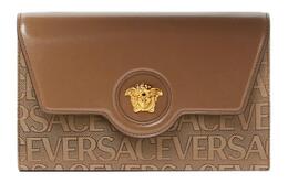 Versace Сумка через плечо La Medusa из хлопка с коровьей кожей в стиле пэчворк, женская, коричневого цвета 1000814-1a07951-2n24v