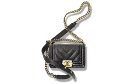 Chanel Сумка-клапан Leboy V Grain из телячьей кожи с тиснением, ручная, через плечо, мини, женская, черная a67364-b07913-94305