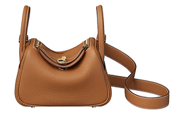 Hermes Сумка Lindy Taurillon Clemence из кожи, через плечо, мини, женская, 37, золотисто-коричневая h079086cc37