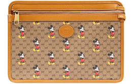 Gucci Холщовая сумка-клатч с кожаной сумкой от Disney, унисекс, цвет эбенового дерева и коричневый 602552-hwubm-8559