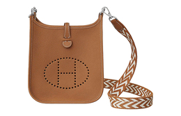 Hermes Сумка Evelyne из коровьей кожи, через плечо, унисекс, коричневого цвета h077888ckaa