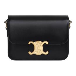 Celine Сумка Triomphe Arc De Triomphe из блестящей коровьей кожи, сумка через плечо, женская, черная 188423bf4-38no