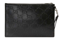 Gucci Мужской кожаный клатч-браслет, черный 625569-1w3an-1000